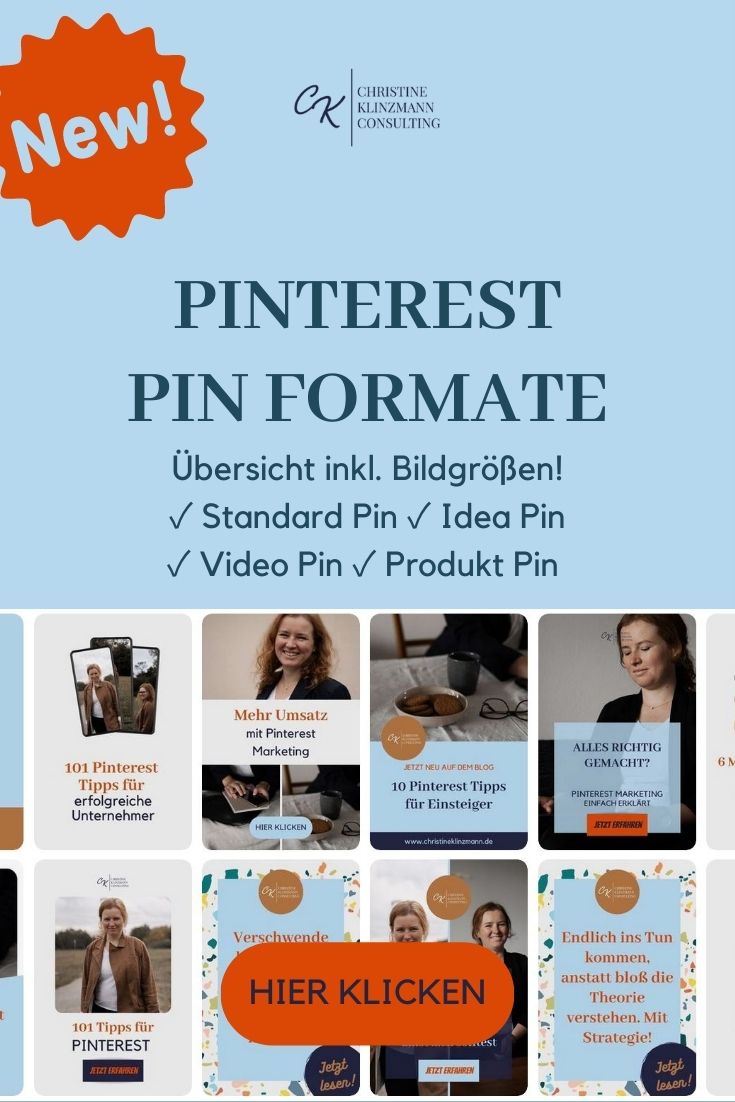 Hier findet ihr eine Übersicht über alle Pinterest Pin Formate inkl. Bildgrößen! ✓ Standard Pin ✓ Idea Pin ✓ Video Pin ✓ Produkt Pin