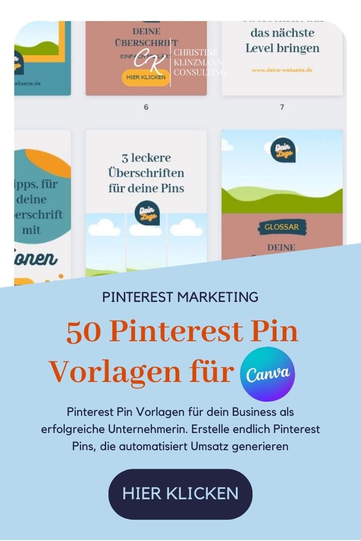 Pinterest Pin Vorlagen für dein Business als erfolgreiche Unternehmerin. Erstelle endlich Pinterest Pins, die automatisiert Umsatz generieren